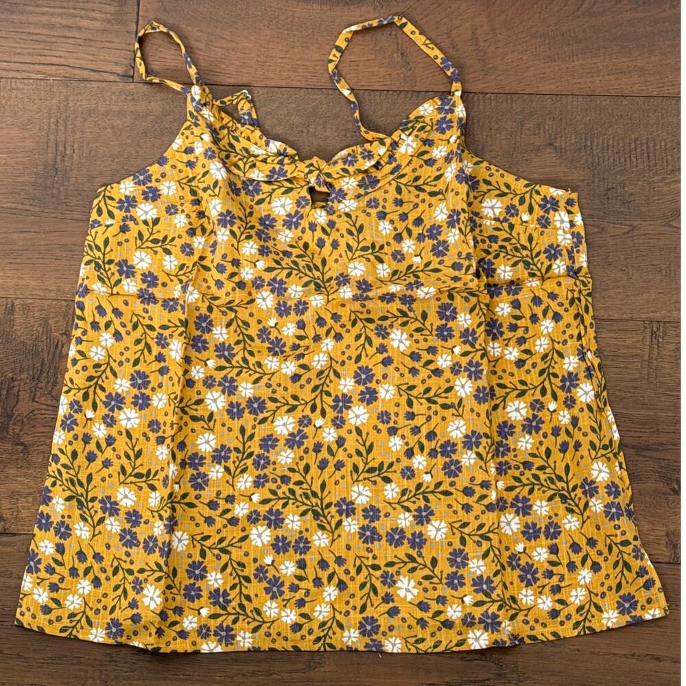 Modcloth Spruced Up Summer Floral Sleeveless Linen Tank Top Yellow Women S NWT